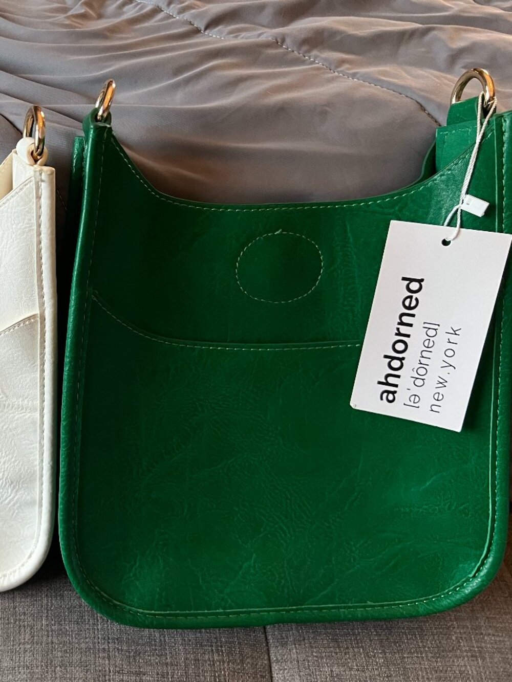 Classic Vegan Leather Messenger Green NWT (to include the white one)